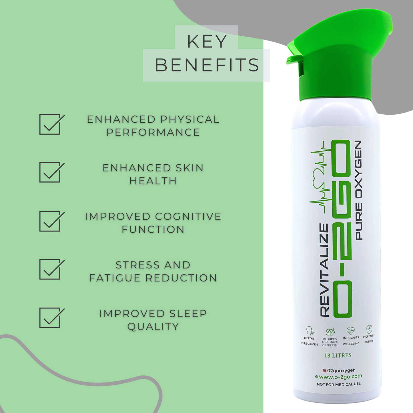 O-2GO 18 Litre Oxygen Can with Inhaler Cap