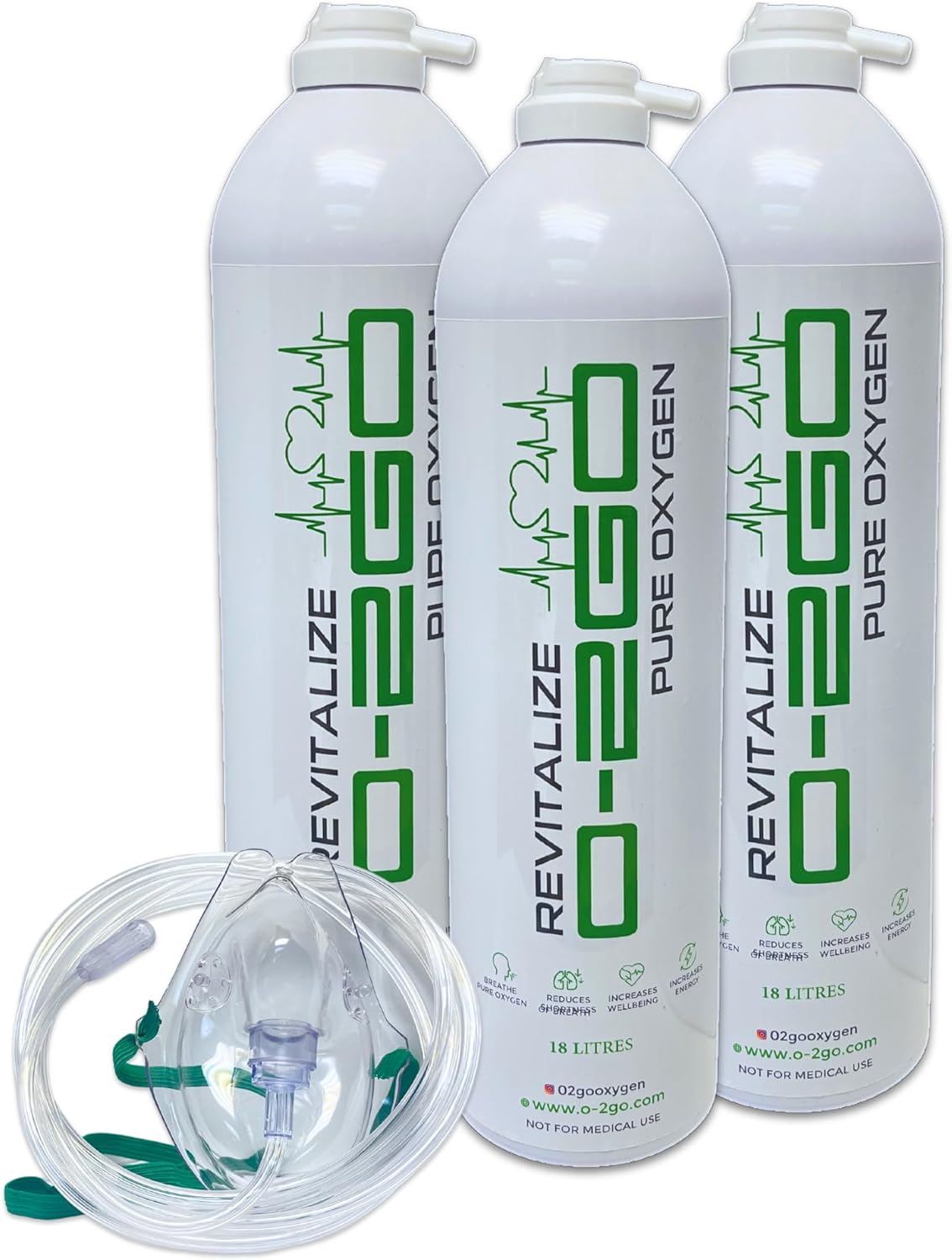 O2 Go O-2GO Can & Mask Oxygen Can - 99.5% Pure Oxygen for Optimal Wellness